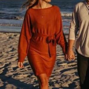 Rust sweater dress